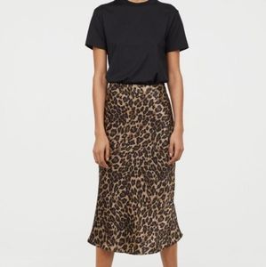 BNWT - H&M Leopard Silk Slip Midi Skirt